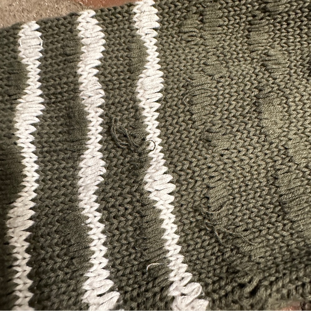 Cabi  Scout Pullover Med Green Striped Open Knit Long Sleeve Oversized sweater - Picture 15 of 16